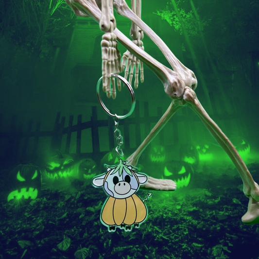 Pumpkin Cow Acrylic Keychain
